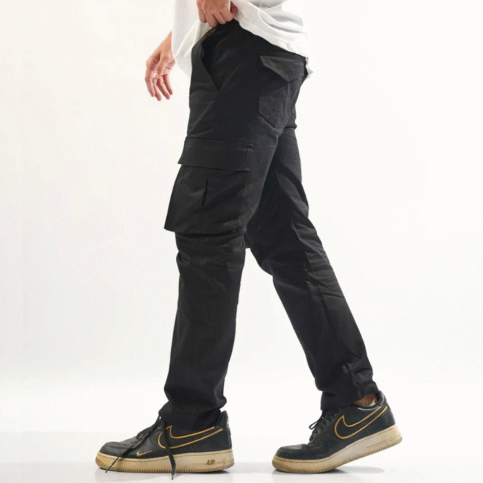 Jet Black Straight Fit Cargo