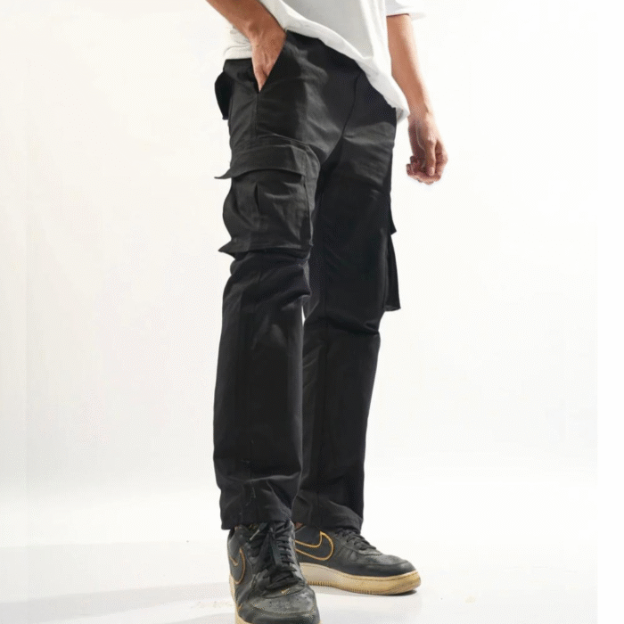 Jet Black Straight Fit Cargo
